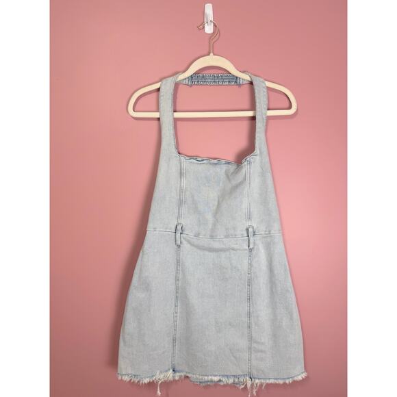 Show Me Your Mumu Duncan Denim Halter Mini Dress Size XL - Picture 4 of 6
